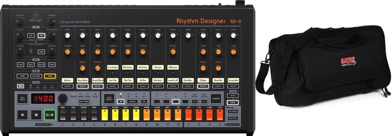 Behringer Rhythm Designer RD-8 Mk2 Analog Drum Machine  Bundle with Gator GK-2110 Micro Keyboard Gig Bag image 1