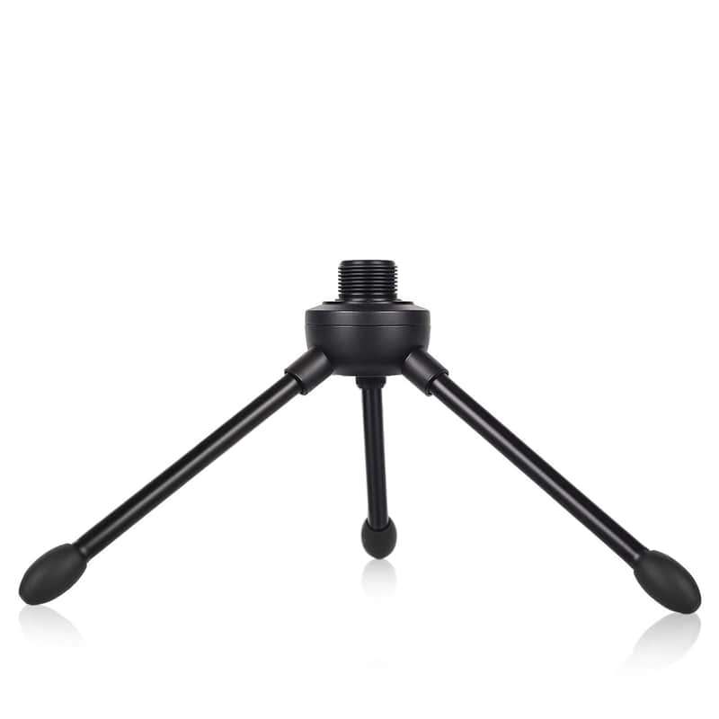 Desktop Tripod Microphone Stand, With Non-Slip Rubber Feet, Durable Iron Construction, Portable Foldable, Adjustable Table Microphone Stand For Podcasts, Online Chat, Conferences, Lectures, Black image 1