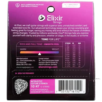 Elixir 12-String Acoustic Guitar String Set NANOWEB Coating 10-47 E16152 image 2