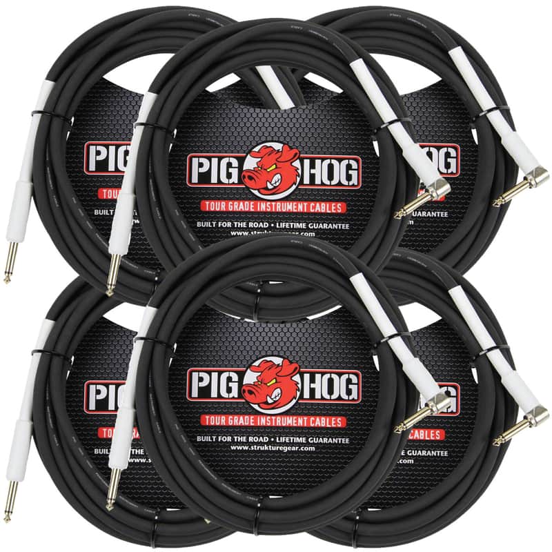 6 Pack Pig Hog PH186R Right Angle 8mm 18.5FT 1/4"-1/4"  Inst Cable Lifetime Warranty! image 1