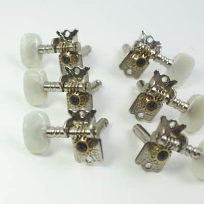 3L/3R Classic Acoustic Guitar Tuning Keys Tuners Head Pegs ,Nickel /Pearloid image 3