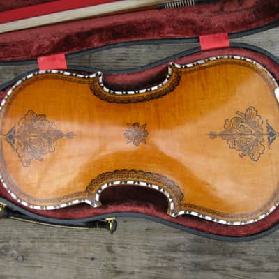 Hardanger Fiddle violin, Hardingfele + Albert Nurnberger Bow  1918 amber image 6