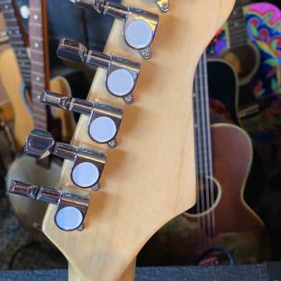 Flipped Backwards Upside Down S Style Guitar  Sea Foam Green Sparkle image 6