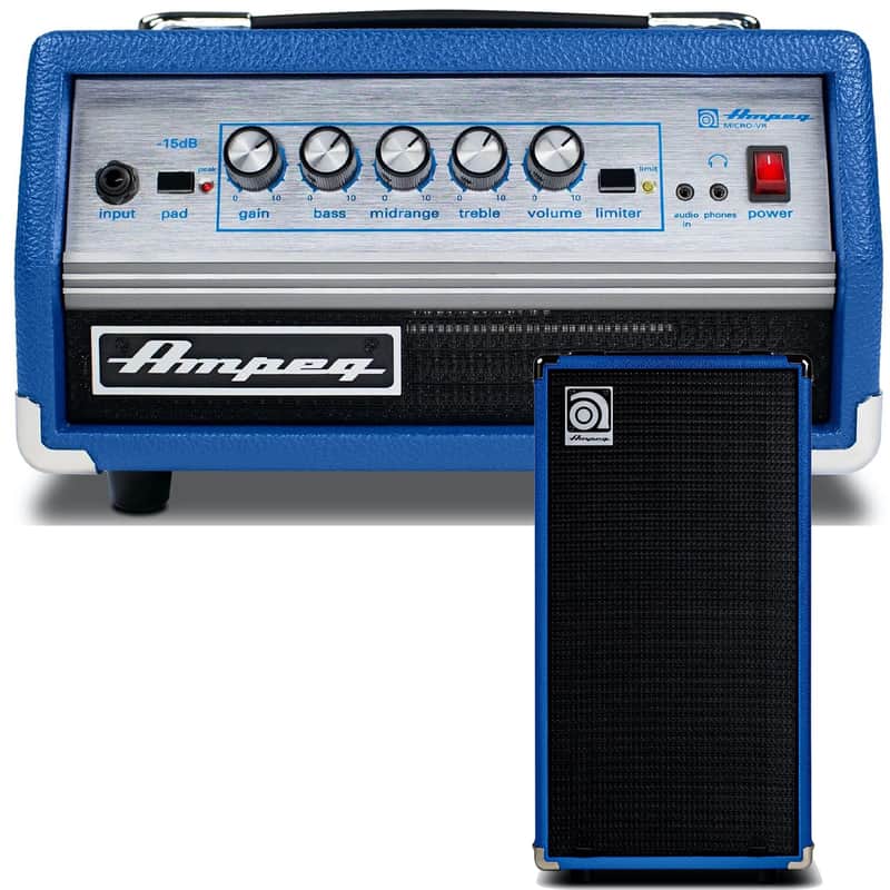 Ampeg Micro-VR 200-Watt Bass Amp Head LTD Blue w/ SVT-210AV 2x10" Cab LTD Blue image 1