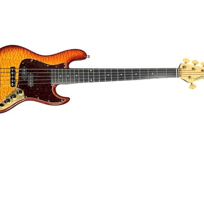 Sadowsky NYC 5 PJ, Honeyburst Flame, Ebony Fingerboard, Very Good Condition image 6