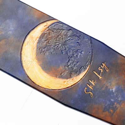 burnyblack custom bass,guitar strap - moon 3 brown/darknavy image 13