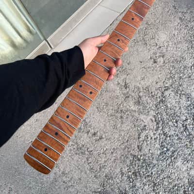 4-string electric bass neck jazz bass stainless steel 20 frets Roasted flame Maple guitar neck 34inch hole 18mm maple fingerboard image 2