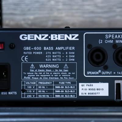 Genz Benz GBE-600 FET / 12AX7 Tube Preamps 625-Watt Bass Amplifier w/Gator Case image 7