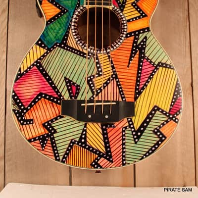 Washburn AB5K Custom Art 4-String Acoustic Bass "The Puzzle Factory " w /gig bag image 5