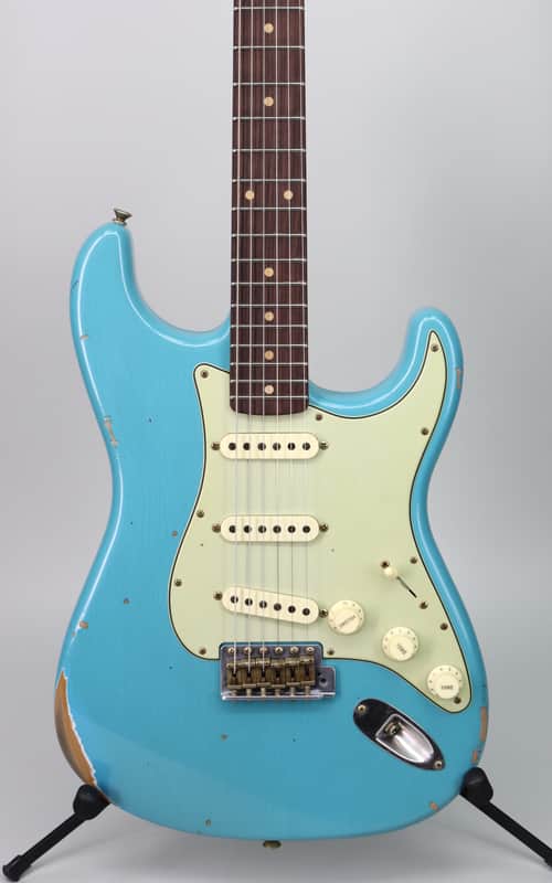 Fender Custom Shop Detroit Guitar Dealer Select '62 Strat Relic Faded Aged Taos Turquoise image 1