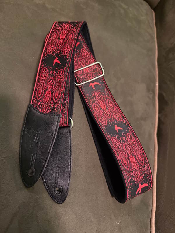PRS 2" Guitar Strap - Custom Jacquard Birds Fleur - Red image 1