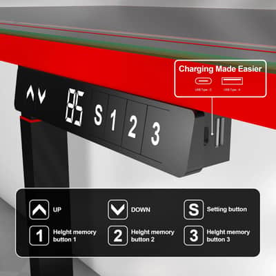 47" RGB Glass Music Studio Desk w/ Dual Motor Lift, Bluetooth Audio & LED Lighting image 6