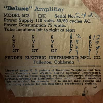 Fender Deluxe 5C3 Wide Panel 10-Watt 1x12" Guitar Combo 1953 - 1955 - Tweed image 9