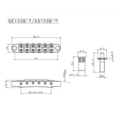 Gold Gotoh GE103B bridge + GE101Z tailpiece Tune-O-matic Style Metric Set image 7