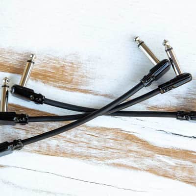 3-pack 8" Patch Cable 1/4" Black SquarePlug SP500 Right Angle RA Van Damme XKE Pro-Patch image 2