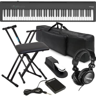 Roland FP-30X Digital Piano with Speakers (Black), Keyboard Stand, Bench, Sustain Pedal, Nektar NP-1, Tascam TH02, NKTM 88 Bag Bundle