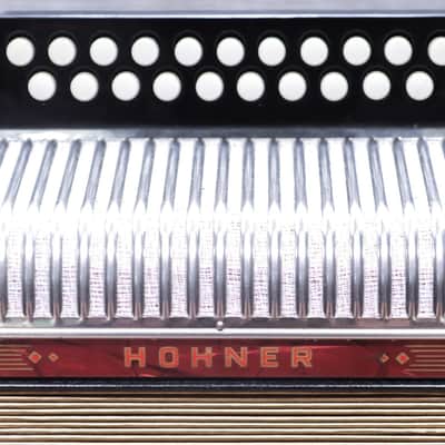 Hohner Erica 2-Row 8-Bass 21-Treble Button A-D Red Diatonic Accordion - Germany image 5