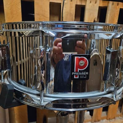 Premier Steel Snare Drum with Rare case 80s-90's - Chrome image 2