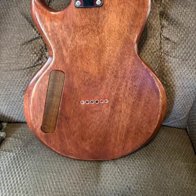 Custom Semi Hollow LP \Tele Brazilian wood done in worn cherry, Vintage wound pickups - Curly maple neck image 2