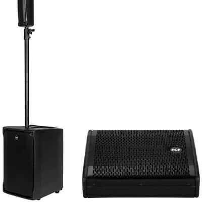 RCF EVOX JMIX8 Active 12" 1400W Line Array Column With 8-Input Mixer + RCF NX 10-SMA PA Stage Monitor (MINT) image 1