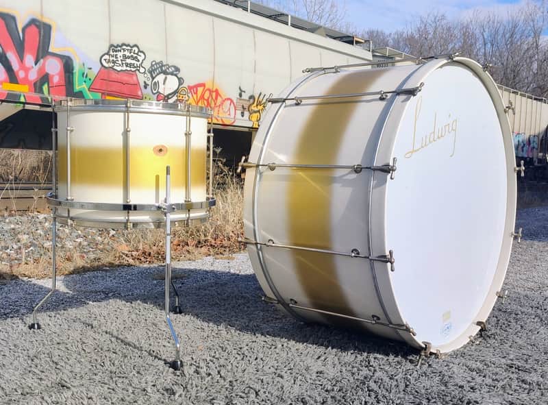 30's Ludwig White/Gold Duco 2PC (32"x16" Tube Lug BD + 16"x12" FT) Drum Set image 1