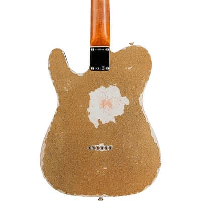 Fender Custom Shop Limited-Edition Texas Telecaster Heavy Relic Electric Guitar Regular Gold Metal Flake/Aged Olympic White image 2