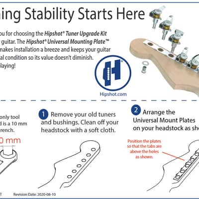 Hipshot® Universal Mounting Plate Kit~For 6 Inline Tuners~Chrome~USA~Brand New image 2