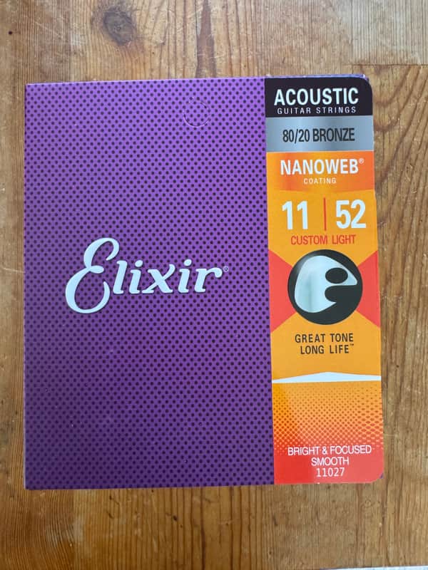6-Pack Elixir 11027 Nanoweb 80/20 Bronze Acoustic Strings 11-52 Custom Light image 1