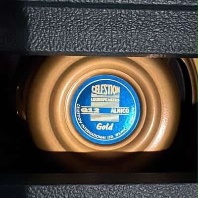 Mojotone cabinet with 12" Celestion Alnico Gold speaker 1 x 12 cabinet with Celestion Alnico Gold 2025 - Green tolex image 5