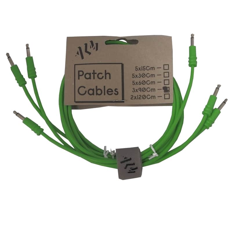 ALM Busy Circuits ALM-PC001x90 Eurorack Patch Cables (3 x 90cm) - Green image 1