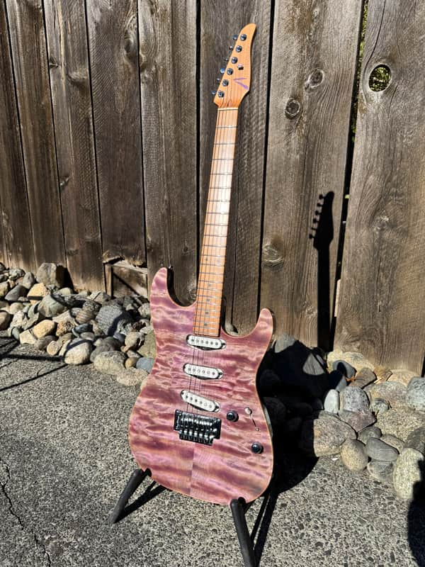 Tom Anderson Guitarworks Drop Top Shorty 24 3/4" Scale Length 2024 - Abalone With Binding Top, Purple back image 1