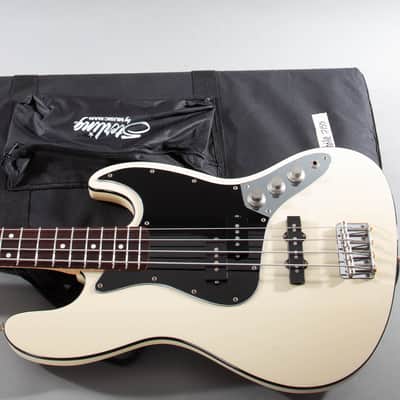 2007 Fender Japan MIJ Aerodyne Jazz Bass AJB Vintage White Matching Headstock image 1