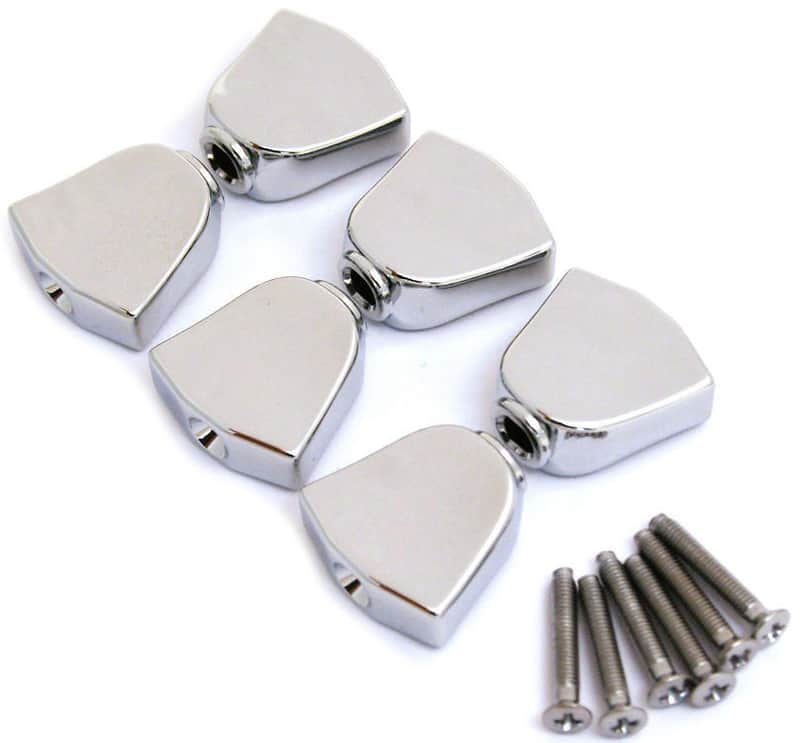 NEW 6 Chrome Keystone Buttons, Screws for Grover Tuners Tuning Pegs Keys Buttons image 1