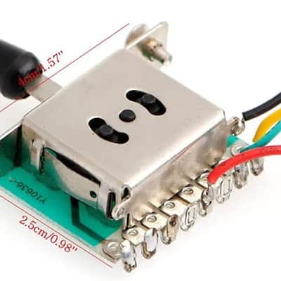 2T1V Electric Guitar 500K Pots Control Knobs 5-Way Switch with Jack Wiring Harness Kit for Strat Style Guitar Replacements, Black Cap Bild 2