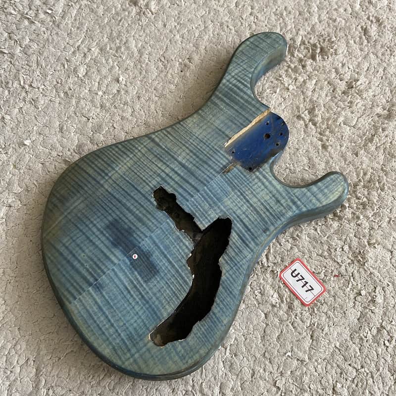 Tiger Maple Top Blue Electric Bass Guitar Body DIY Project image 1