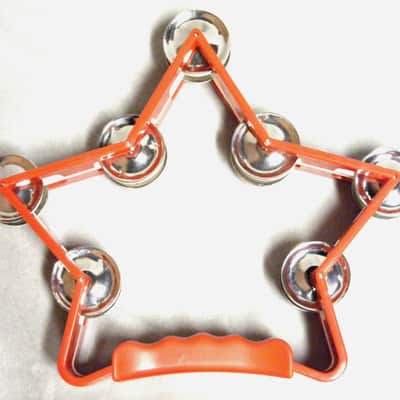 AP Pro Red Star Shaped Headless Tambourine w/ Double Row Metal Jingles image 1