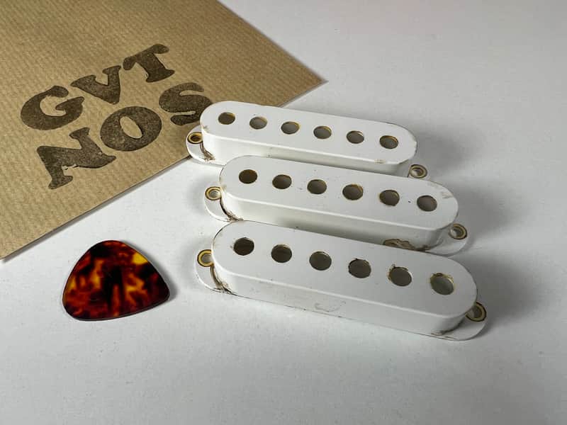 General Vintage Tone  1958 / 1959 True Vintage Stratocaster pickup covers “ hips “ Aged White  Aged image 1