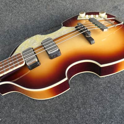 Hofner HCT-500/1-CV Cavern Custom Conversion Beatle Bass Brown burst Tea Cups Cream Switches & Hard Case image 8
