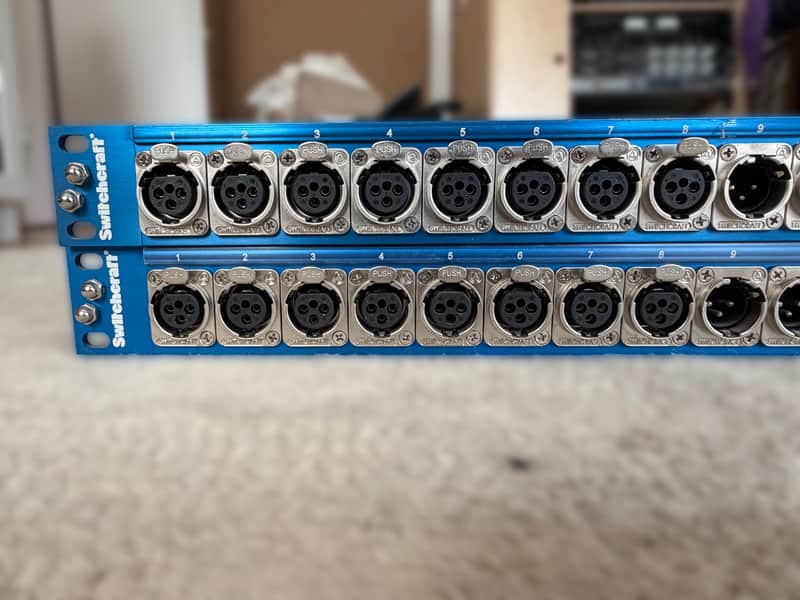 TWO (not one but two!) Switchcraft PT16FX2DB25 16-point XLR (8 male, 8 female) - DB25 Patchbay 2018 Blue image 1