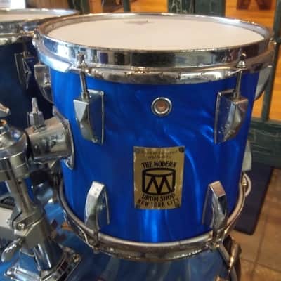 Modern Drum Shop New York City Custom Designed 4 Piece Drum Set Blue Swirl image 3