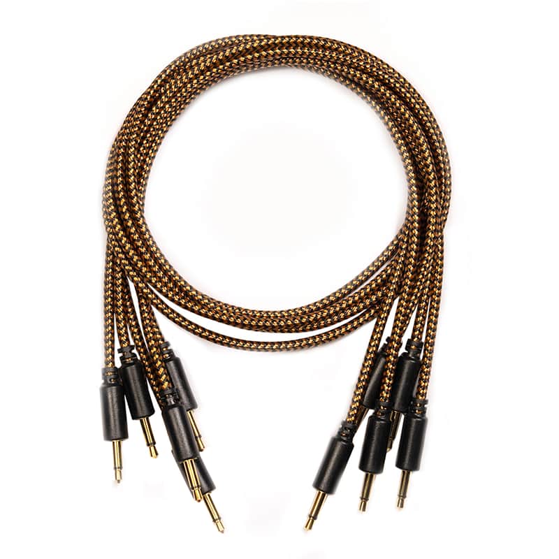 60cm (5 cables)- Eurorack Braided Patch Cables with Gold Plated Connectors 3.5mm Mono image 1