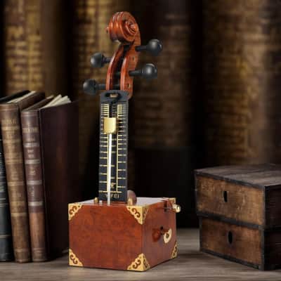 Handcrafted Solid Wood Mechanical Metronome - Violin Scroll Head Vintage Design image 8