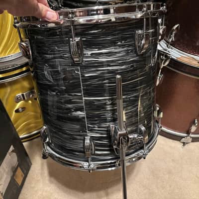Ludwig Black oyster pearl 14 x 14 classic maple floor Tom Drum image 4