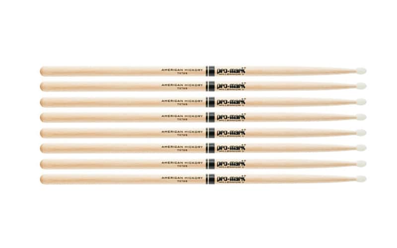 4 PACK Pro-Mark Hickory Nylon Tip Premium Drum Sticks - 7A Light, TX7AN-4 image 1