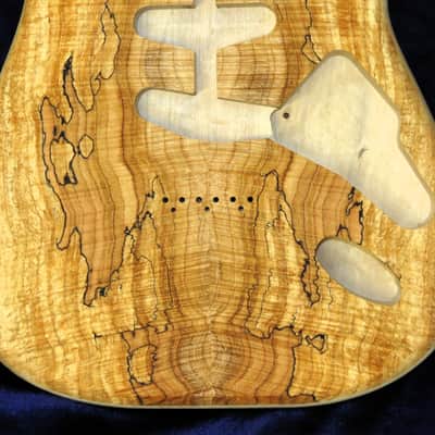 Flamed Spalted Maple Top / Aged Aspen Strat body Standard Hardtail 4lbs 2oz #3700  **IMPORTS INCLUDED image 4