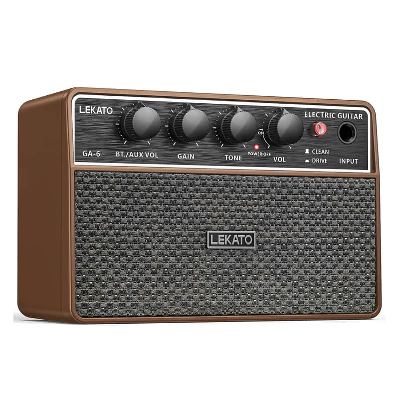 LEKATO 10W Mini Guitar Amp, Portable Electric Guitar Amplifier with Clean/Overdrive Channel, Headphone Jack, AUX Input, Bluetooth, Rechargeable image 1