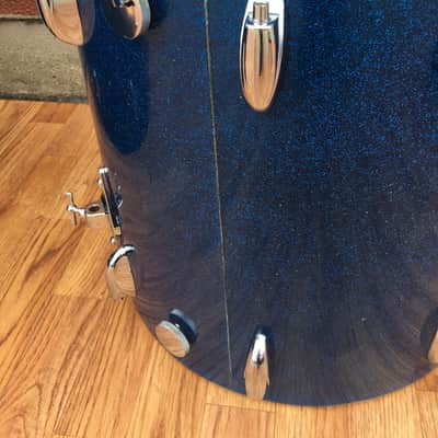 1959/60 Gretsch Round Badge Broadkaster Name-Band Drum Set - Blue Glass Glitter 22/13/16/5x14 Snare image 22