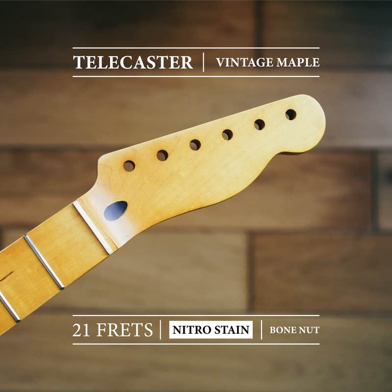 Telecaster Neck – Vintage Maple | 21 Frets | Nitro Satin Finish | Bone Nut image 1
