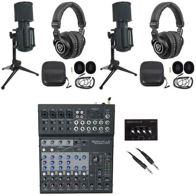 4-Person Podcast Podcasting Kit w/USB Mixer/Interface+Warm Audio Mics+Headphones image 1
