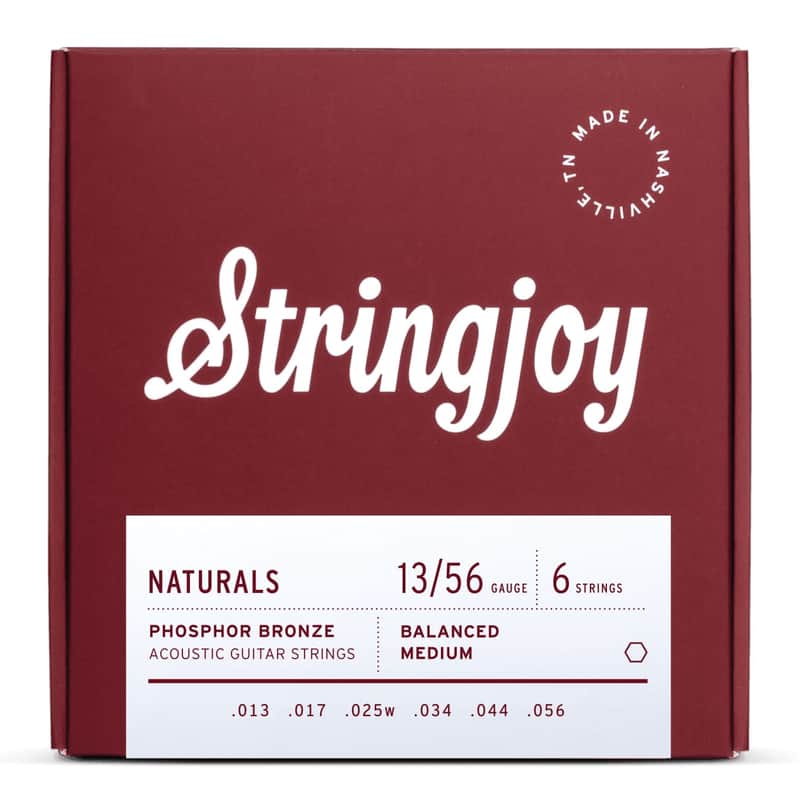 Stringjoy 13-56 Medium Gauge Naturals - Phosphor Bronze Acoustic Guitar Strings-SJ-NB1356 image 1
